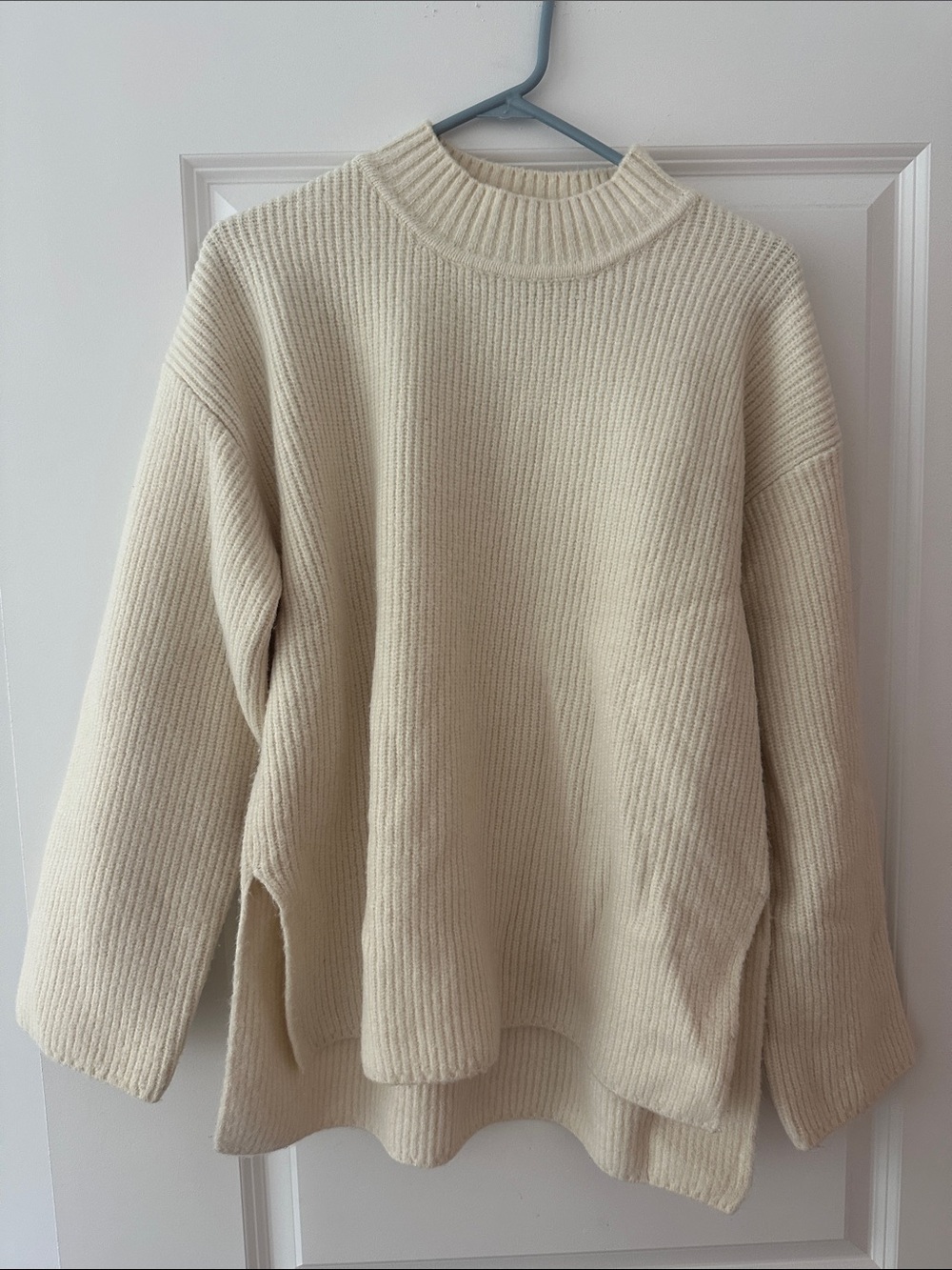 Carbon38 Cream Ribbed Turtleneck Sweater